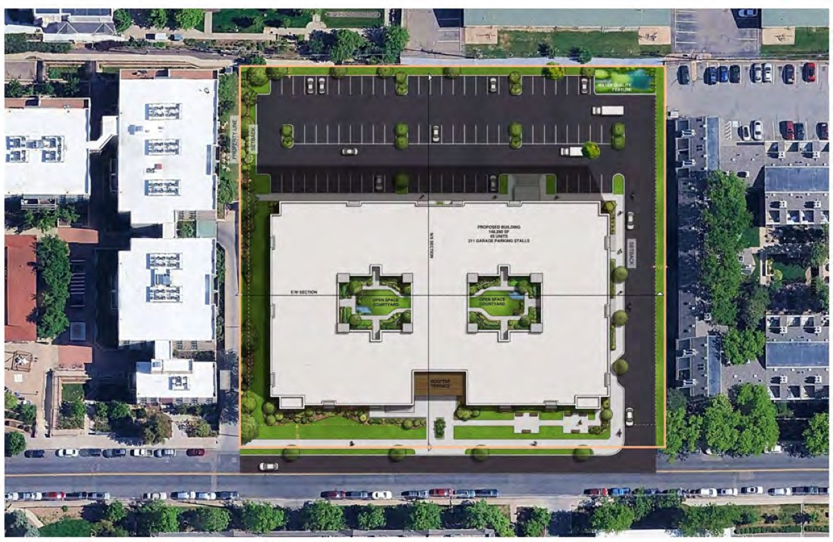 2885 Aurora aerial site plan rendering
