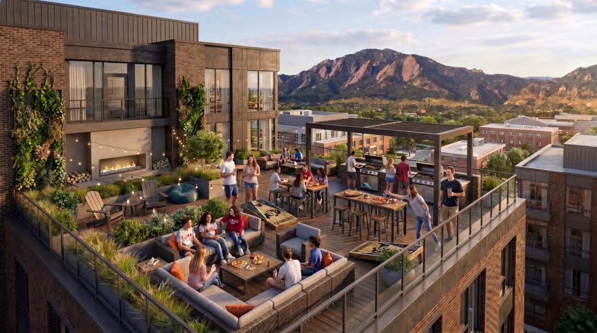 2885 Aurora clubhouse roof deck rendering